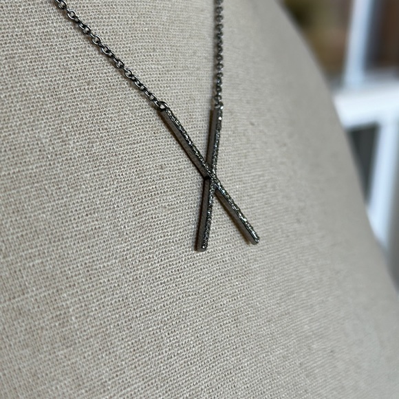 Theodosia Jewelry Oxidized Sterling and Pave Diamond X Necklace - Picture 5 of 11